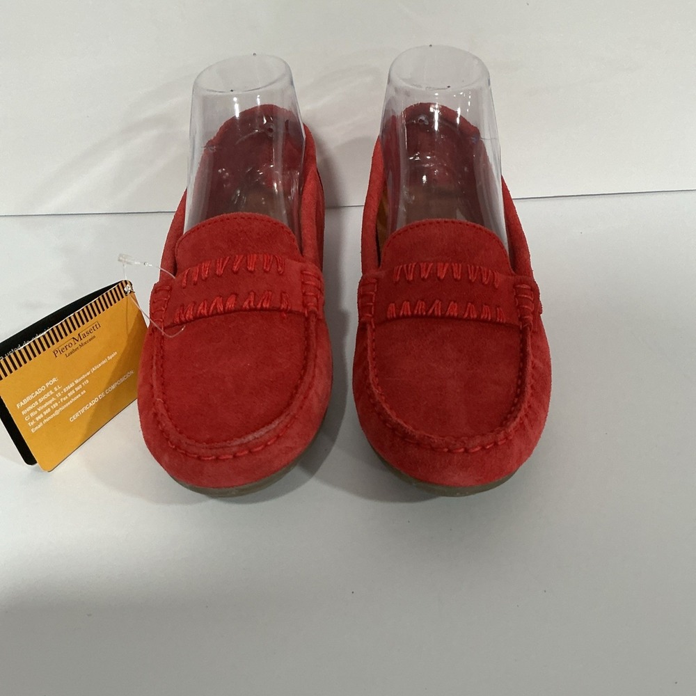 Pierro Masetti Red Leather Suede Moccasin, Driving Shoe, Loafer, 9, NWT - Picture 2 of 9